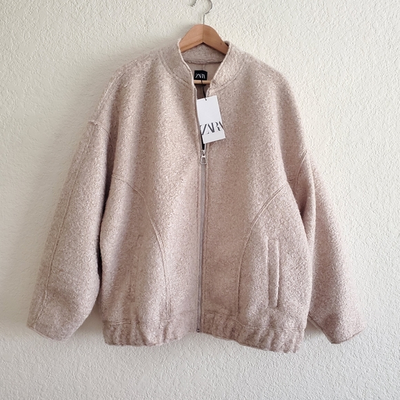 Zara * Oversized Long Bomber Jacket Cream - Picture 17 of 17